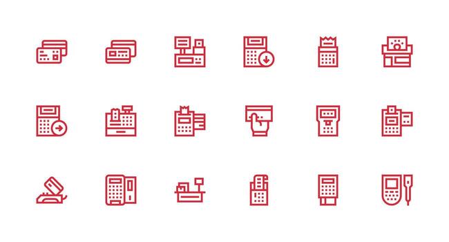 18 Icons for Pos in Strong Stroke Line Format Simplified Icon Pack for Visual Tools vector