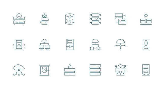 datos centrar conjunto con 18 mínimo línea íconos basado en temas icono paquete vector