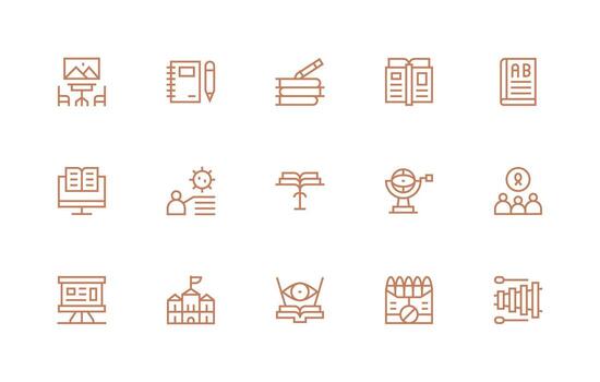 15 Regular Line Icons for Learning Graphics Flexible Icon System for Web Interfaces vector