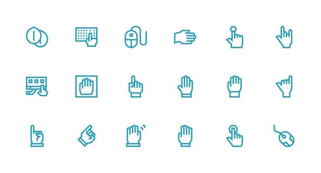 Click featuring 18 Icons in Strong Stroke Line Design Complete Icon Set for Mobile Apps vector