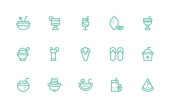 15 Regular Line Icons for Summertime Graphics Modern Icon Set vector