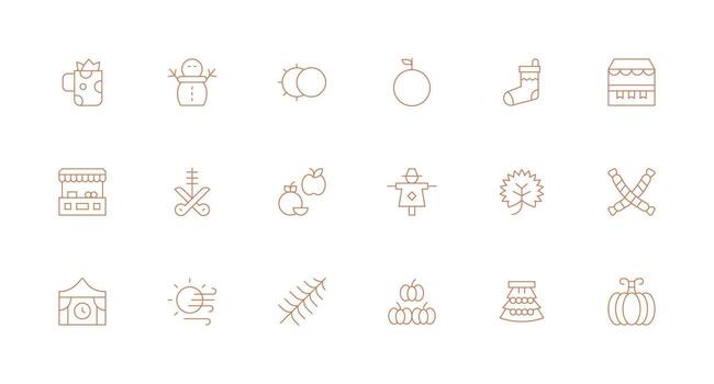 18 íconos para estacional en mínimo línea formato icono conjunto para web vector