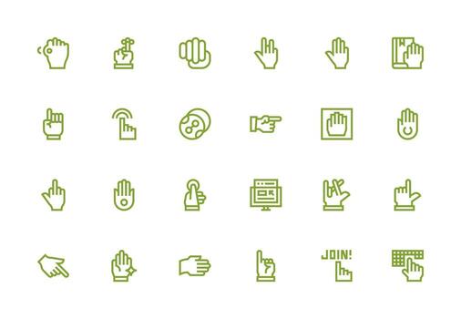 Click including 24 Thick Line Line Illustrations Well-Structured Icons for Creative Use vector