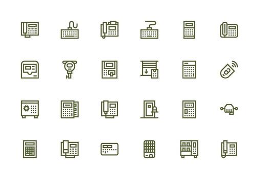 24 grueso línea línea vectores para teclado tema flexible icono sistema para web interfaces