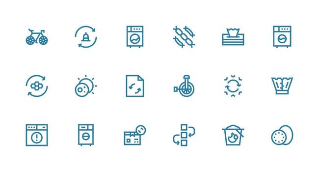 Strong Stroke Line Icons from Cycle Set with 18 Vectors Light Icon Series