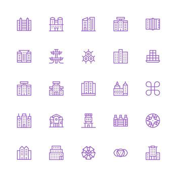 25 íconos para complejo en medio carrera contorno formato icono colección conjunto vector