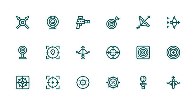 Aiming Set with 18 Strong Stroke Line Icons Optimized Icon Pack for Digital Products vector