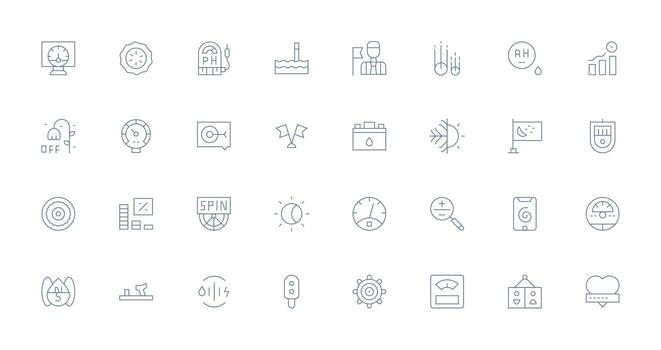32 Thin Line Icons for Indicator Graphics Creative Icon Set vector