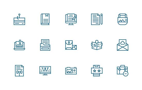 15 Regular Line Designs for File Icons Icon Set for Projects vector