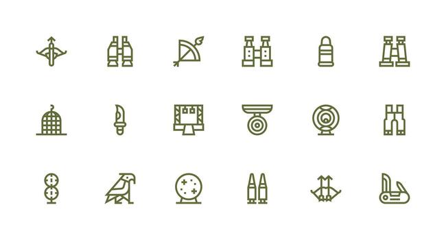 18 Icons for Hunting in Strong Stroke Line Format Essential Icons for Rapid UI Building vector