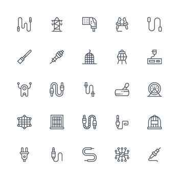 cable presentando 25 íconos en medio carrera contorno diseño pulcramente diseñado íconos para web plataformas vector