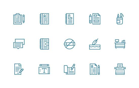 Writing featuring 15 Icons in Regular Line Design Simple Icon Pack vector