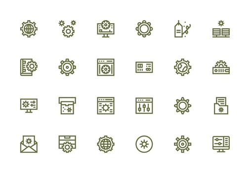grueso línea línea íconos desde parámetros conjunto con 24 vectores inteligente icono colección