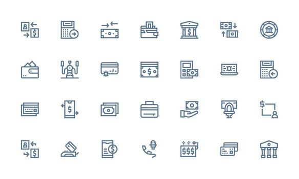 Credit Design Icons featuring 28 in Bold Line Style Interface Icon Collection for Daily Projects vector