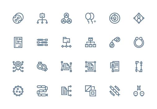 24 Thick Line Line Icons for Linked Graphics UI Icon Set vector
