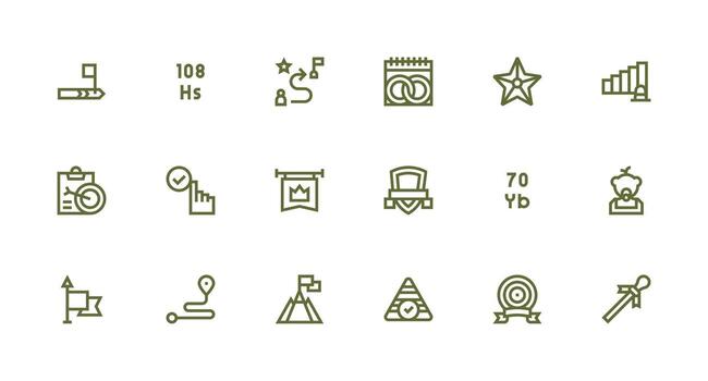 Milestone Set with 18 Strong Stroke Line Icons Minimal Icon Set for Interface Projects vector