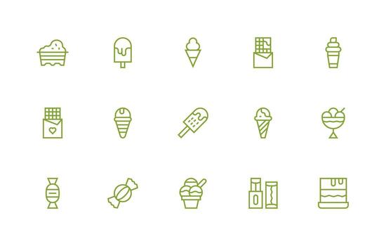 Chocolate Design Icons featuring 15 in Regular Line Style Web Icon Collection vector
