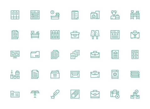 Documents Design Icons featuring 35 in Regular Clean Line Style Multi-Style Icons for Creative Projects vector