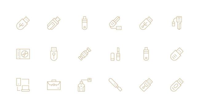 18 Minimal Line Vectors for Portable Storage Theme Flexible Icon System for Web Interfaces