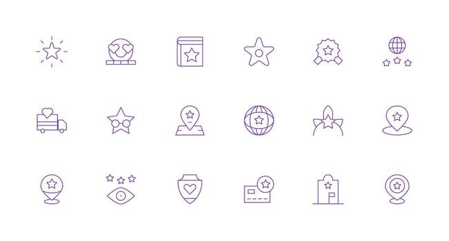 Recommended Icon Collection with 18 Minimal Line Designs Icon Set for Apps vector