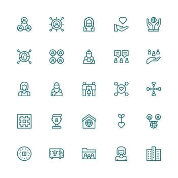25 Icons for Community in Medium Stroke Outline Format Design Ready Icon Set for Teams vector