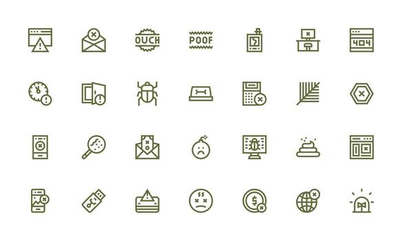 negrita línea íconos desde error conjunto con 28 vectores esencial íconos para rápido ui edificio