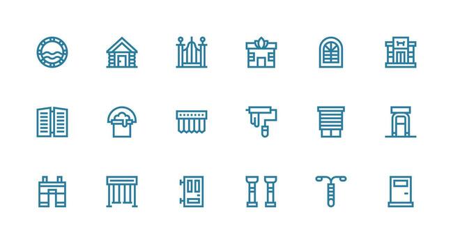 Strong Stroke Line Style Exterior Icons with 18 Vectors Minimal Icon Set for Interface Projects
