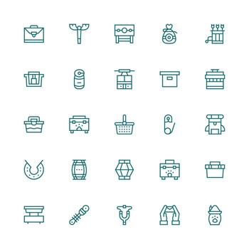 medio carrera contorno estilo sostener íconos con 25 vectores versátil icono colección para diseñadores