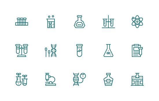 15 Icons for Lab in Regular Line Format UI and UX Focused Icon Collection vector