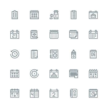 diario icono conjunto con 25 medio carrera contorno gráficos tablero icono serie vector