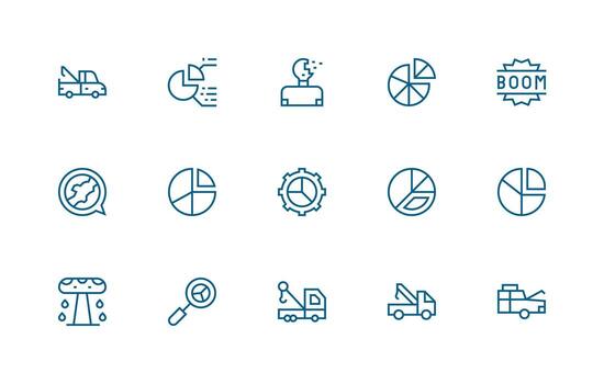 Breakdown Design Icons featuring 15 in Regular Line Style App Icon Pack vector