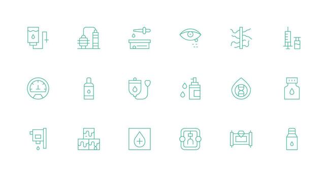 18 mínimo línea estilo íconos desde fluido colección sensible icono conjunto para flexible diseños vector