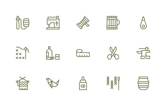 Craft featuring 15 Icons in Regular Line Design Flexible Icon System for Web Interfaces vector