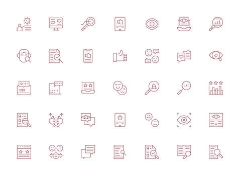Light Line Icons from Review Set with 35 Vectors Lightweight Icon Series for Fast Prototypes