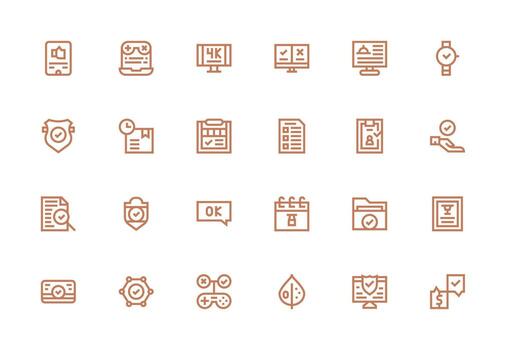 24 Icons for Confirmation in Thick Line Line Format Flexible Icon System for Web Interfaces vector