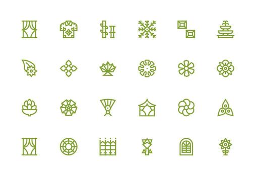 24 grueso línea línea vectores para ornamental tema rápido acceso íconos para ui desarrollo