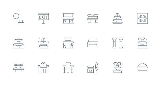 18 Icons for Public Space in Minimal Line Format Essential Icons for Rapid UI Building vector