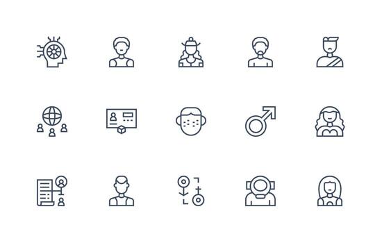 15 Regular Line Icons for Human Graphics All Device Compatible Icon Set vector