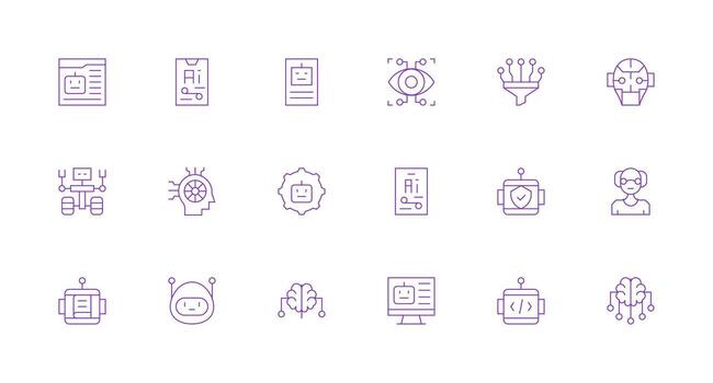 18 mínimo línea diseños para máquina aprendizaje íconos personalizable icono serie para móvil pantallas vector