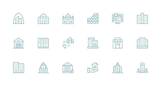 Minimal Line Icons from Property Set with 18 Vectors Flat Icon Set