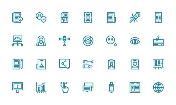 datos visual paquete conteniendo 28 negrita línea íconos reutilizable icono conjunto vector