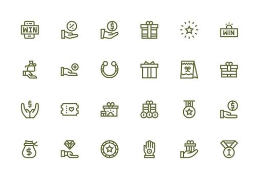 Reward featuring 24 Icons in Thick Line Line Design Icon Set for Web vector