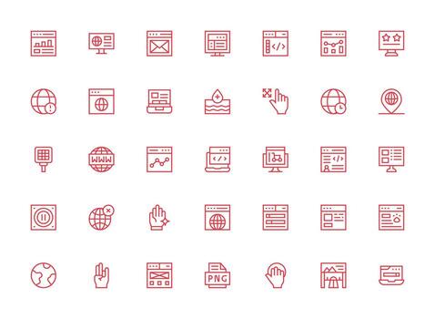 sitio web diseño íconos presentando 35 en regular limpiar línea estilo bien estructurado íconos para creativo utilizar vector