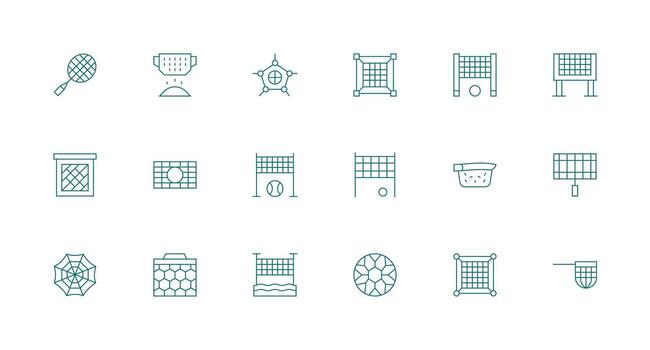 Mesh Icon Collection with 18 Minimal Line Designs Full Icon Library for UI Designers vector