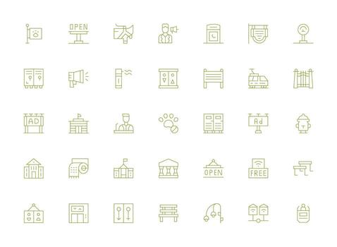 35 Light Line Designs for Public Icons Complete Icon Bundle for Web Design vector