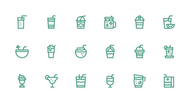 Smoothie including 18 Strong Stroke Line Illustrations Flexible Icon System for Web Interfaces vector