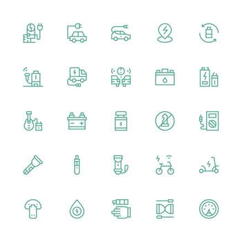 Medium Stroke Outline Icons from Battery Set with 25 Vectors Multi-Style Icon Collection