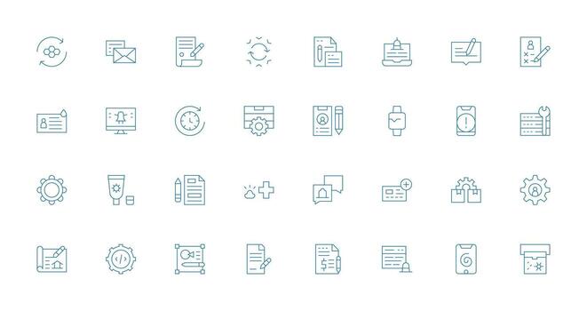 Delgado línea íconos desde actualizar conjunto con 32 vectores icono conjunto para web