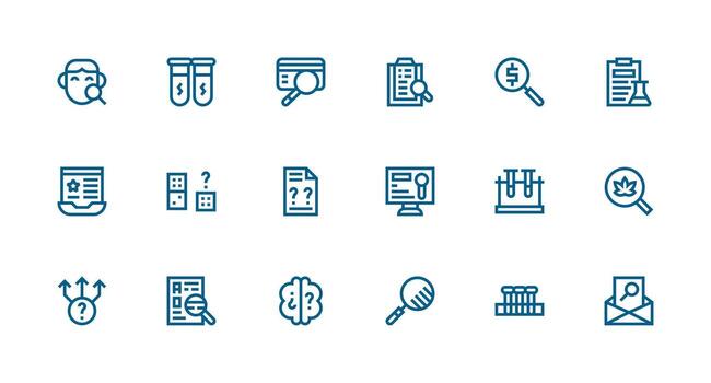 18 Strong Stroke Line Icons for Investigation Graphics Sharp Icons for Presentations vector