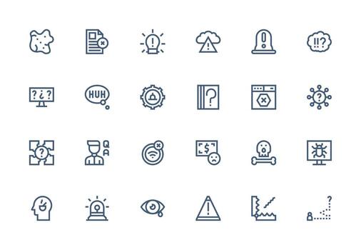Problem Icon Set with 24 Thick Line Line Graphics Theme-Based Icon Pack vector